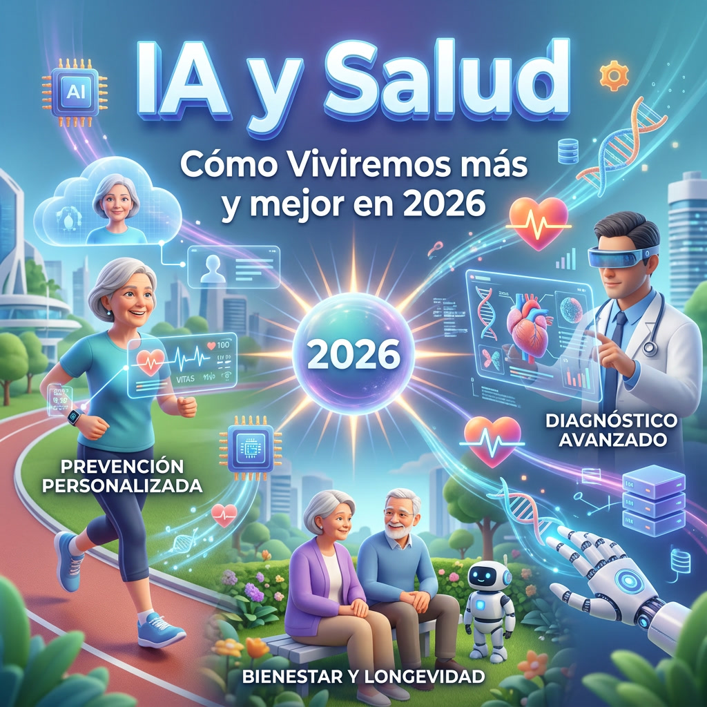 nano banana 2 professional graphic design 3d render ia y salud cómo viviremos más y mejor en 0